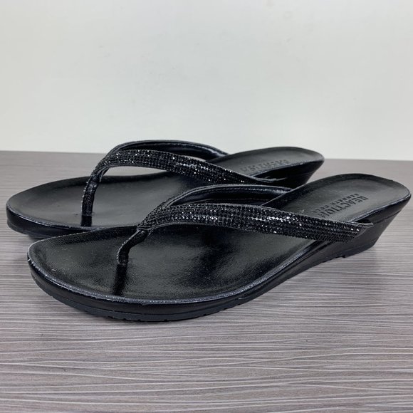Kenneth Cole Reaction Great Time Wedge Flip-Flop, Black, Womens Size 7.5 M - Picture 3 of 12